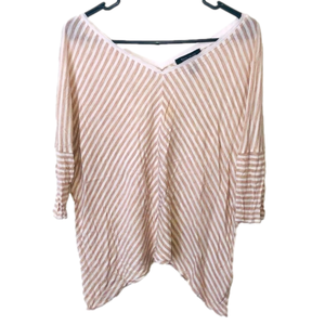 WHITE HOUSE BLACK MARKET💜White & Tan Striped Blouse